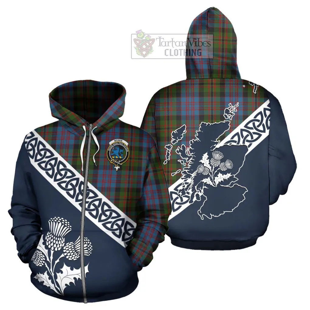 Bowie Tartan Hoodie Featuring Thistle and Scotland Map