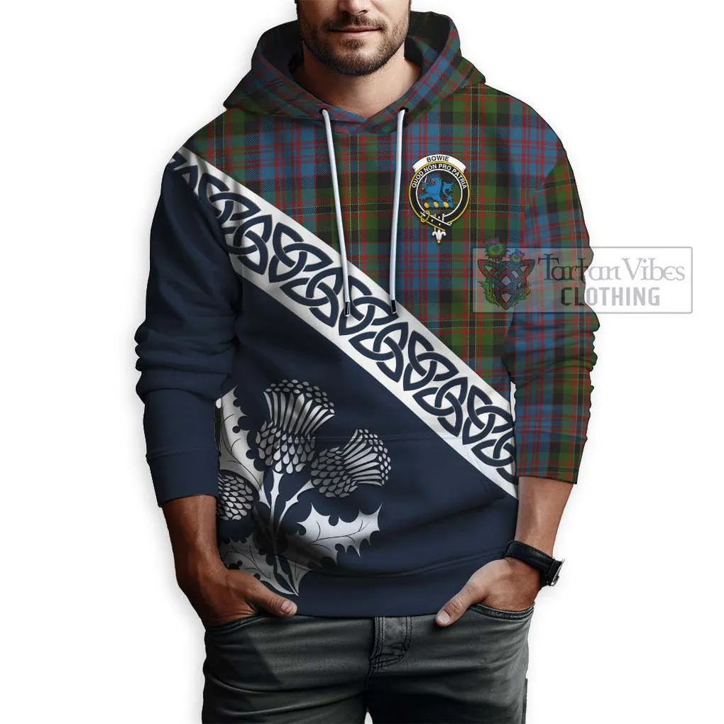 Bowie Tartan Hoodie Featuring Thistle and Scotland Map