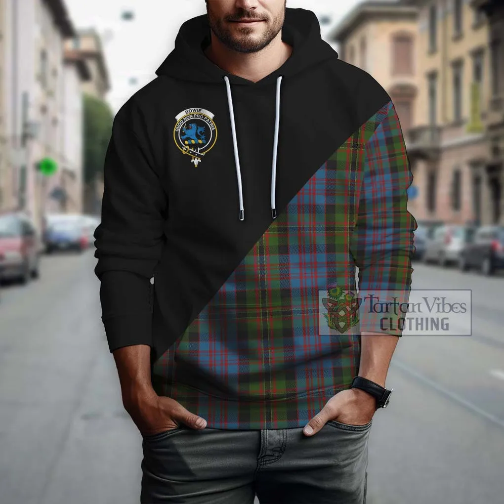 Bowie Tartan Hoodie with Family Crest and Military Logo Style