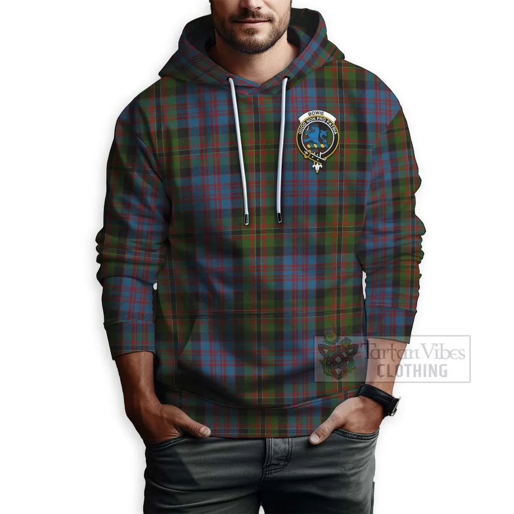 Bowie Tartan Hoodie with Family Crest Celtic Skull Style