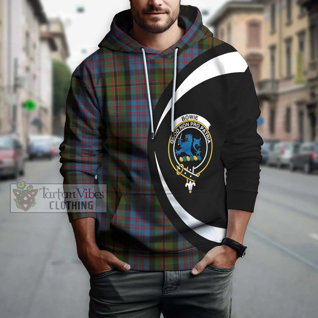 Bowie Tartan Hoodie with Family Crest Circle Style