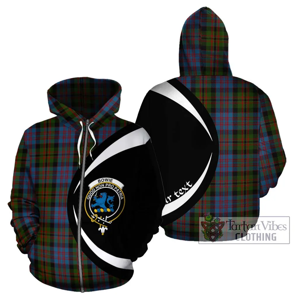 Bowie Tartan Hoodie with Family Crest Circle Style