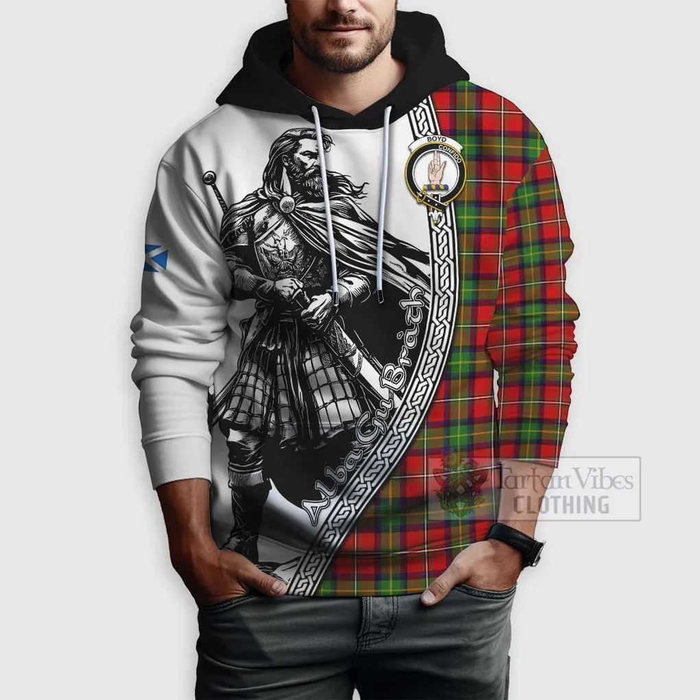 Boyd Tartan Clan Crest Hoodie with Highlander Warrior Celtic Style