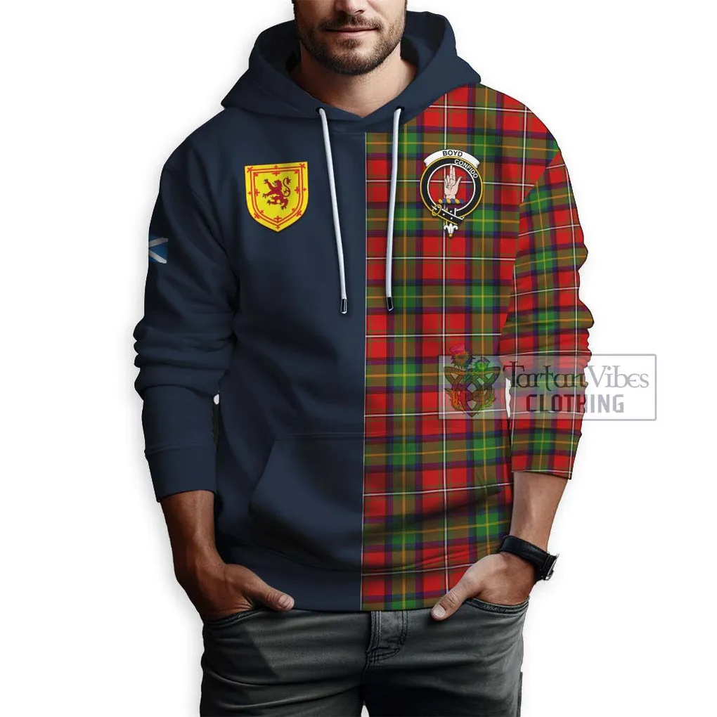 Boyd Tartan Hoodie Alba with Scottish Lion Royal Arm Half Style