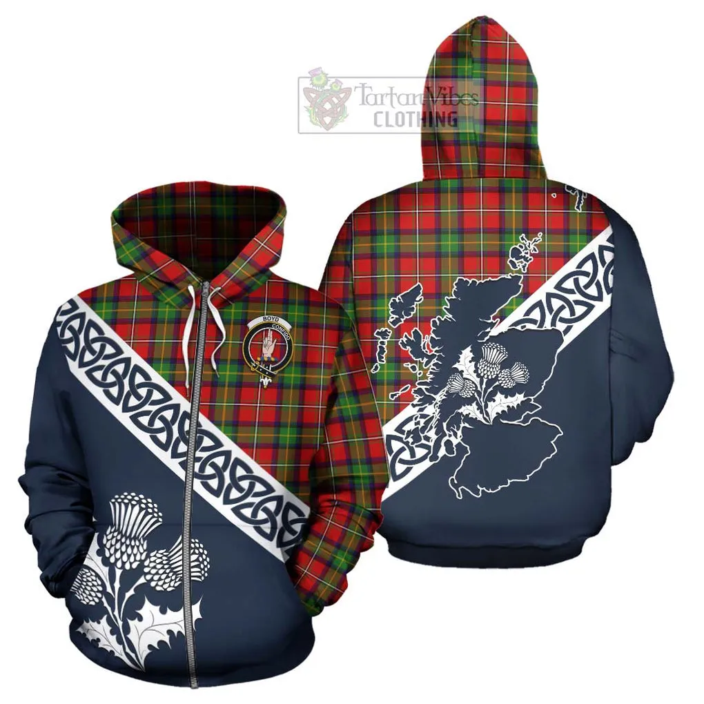 Boyd Tartan Hoodie Featuring Thistle and Scotland Map