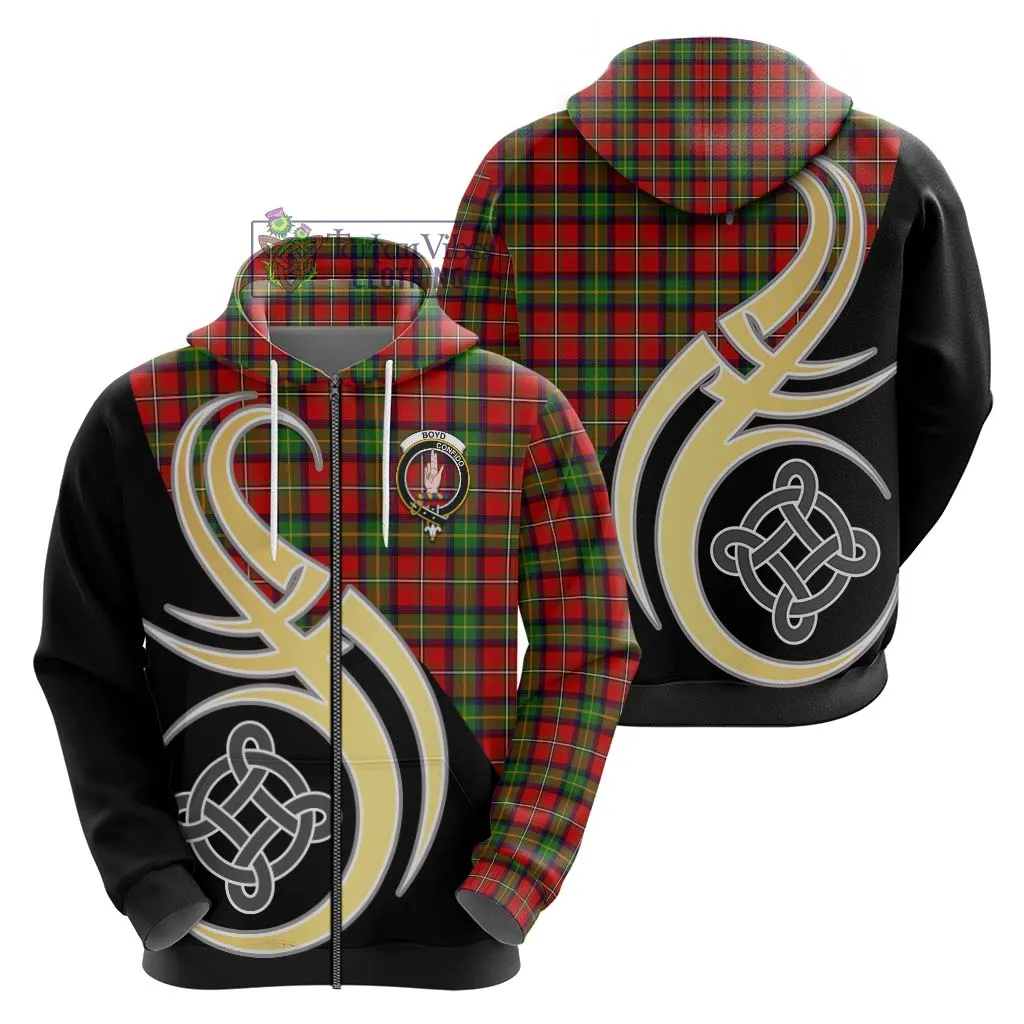 Boyd Tartan Hoodie with Family Crest and Celtic Symbol Style