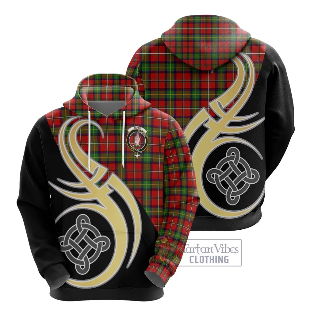 Boyd Tartan Hoodie with Family Crest and Celtic Symbol Style