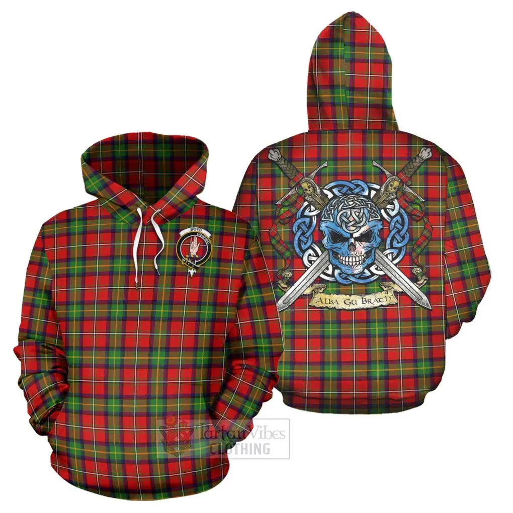 Boyd Tartan Hoodie with Family Crest Celtic Skull Style