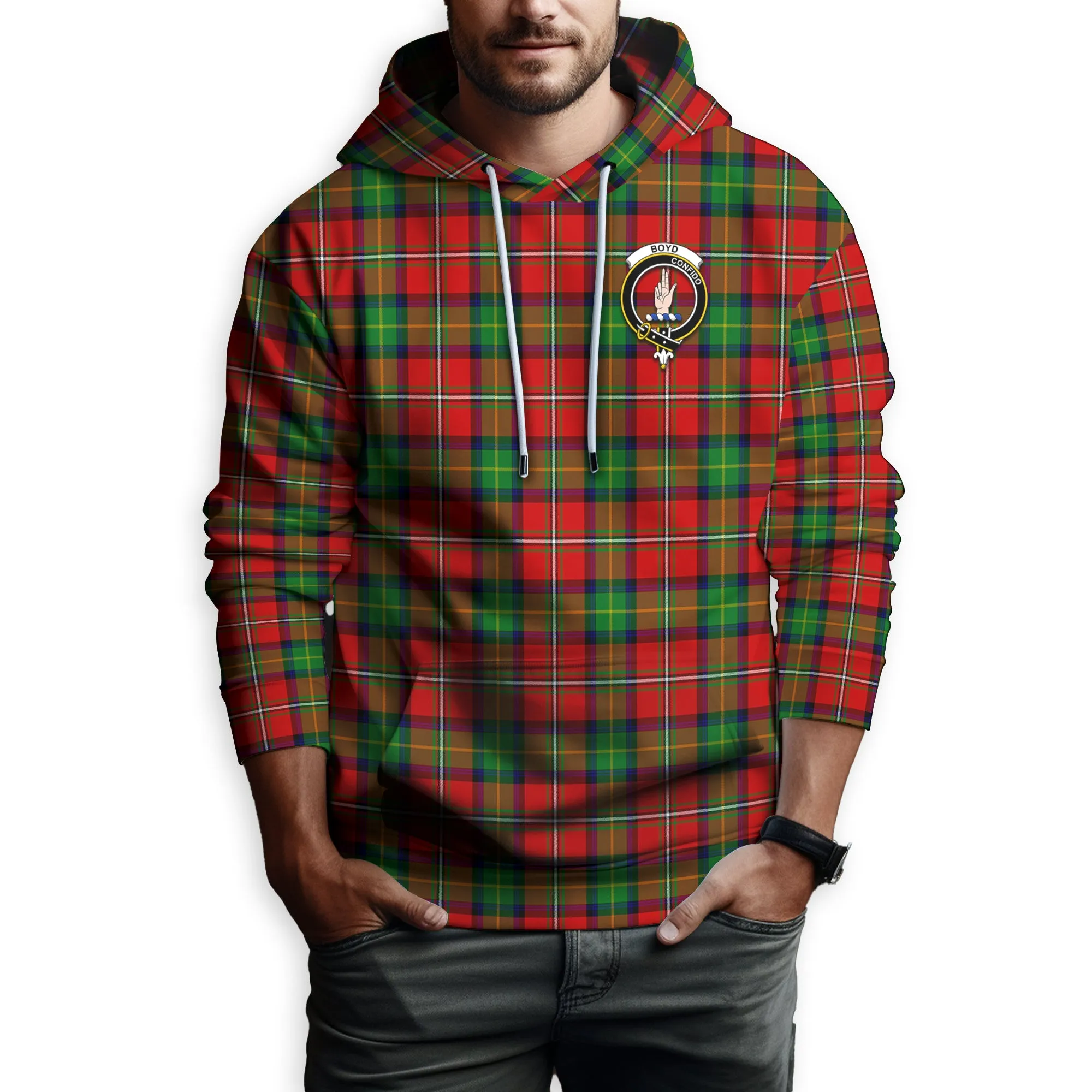 Boyd Tartan Hoodie with Family Crest