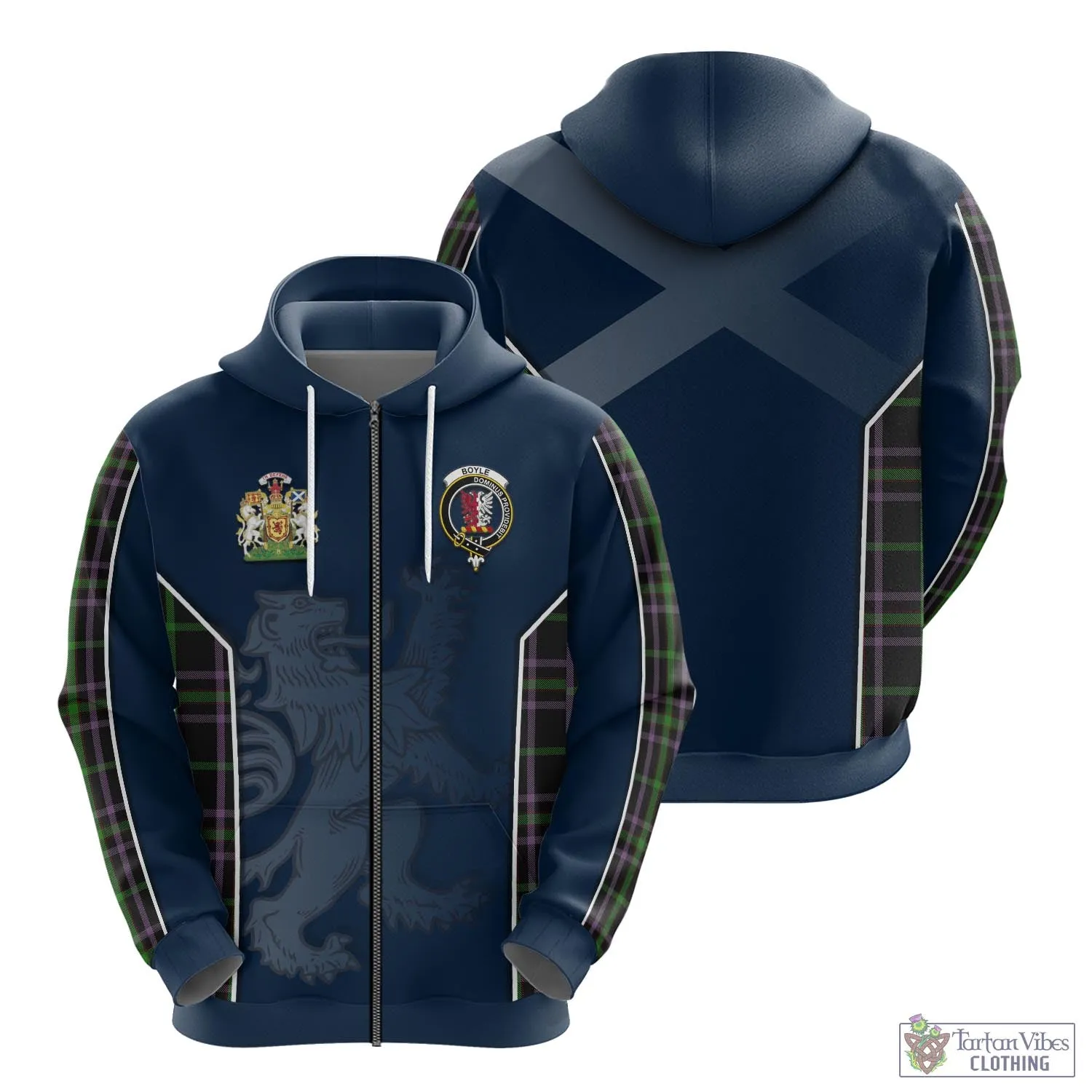 Boyle (Owen Boyle) Tartan Hoodie with Family Crest and Lion Rampant Vibes Sport Style