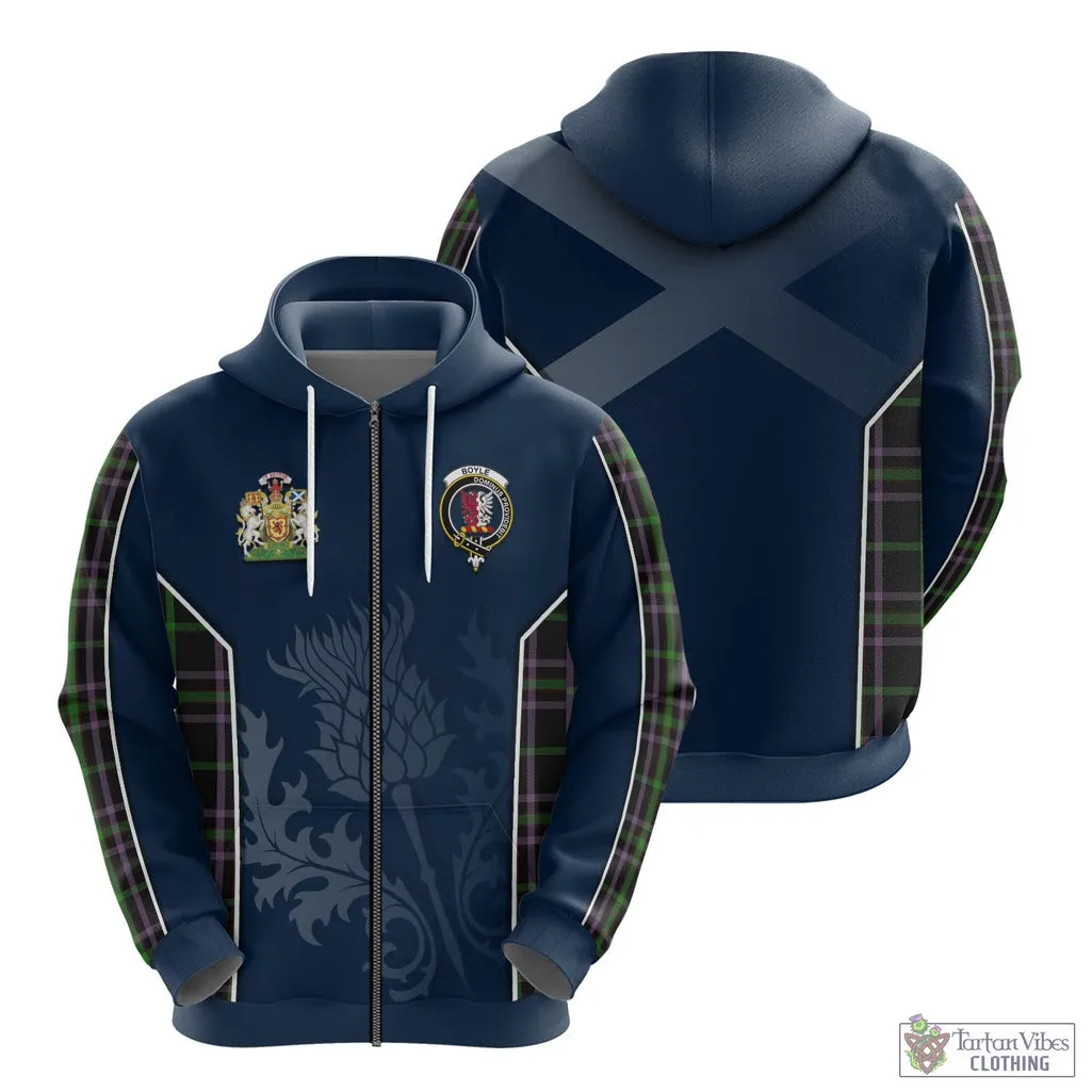 Boyle (Owen Boyle) Tartan Hoodie with Family Crest and Scottish Thistle Vibes Sport Style