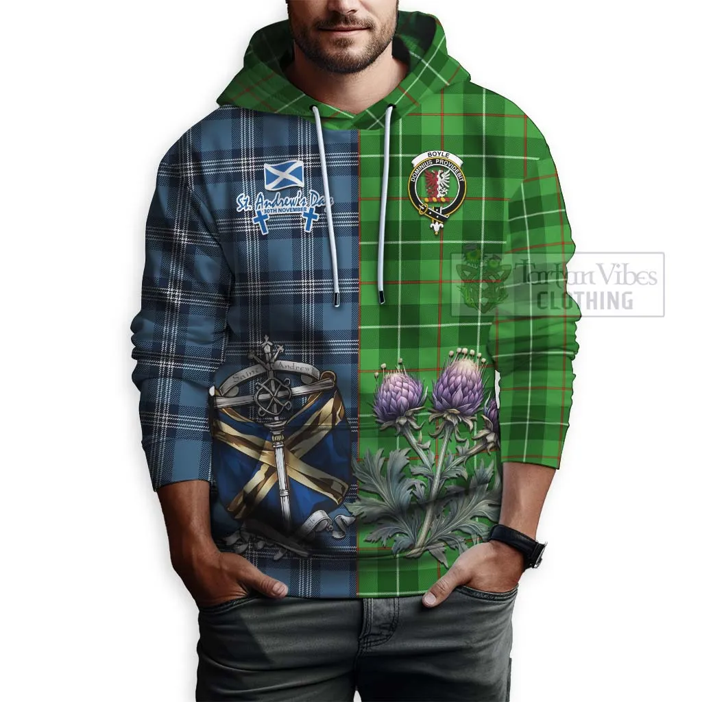 Boyle Tartan Hoodie Happy St. Andrew's Day Half Tartan Style