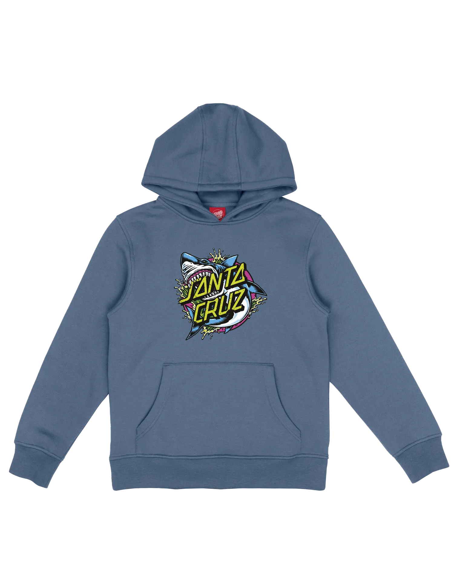 Boys Shark Dot Front Hoodie in Dusty Blue