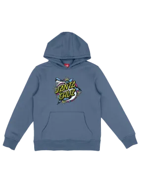 Boys Shark Dot Front Hoodie in Dusty Blue