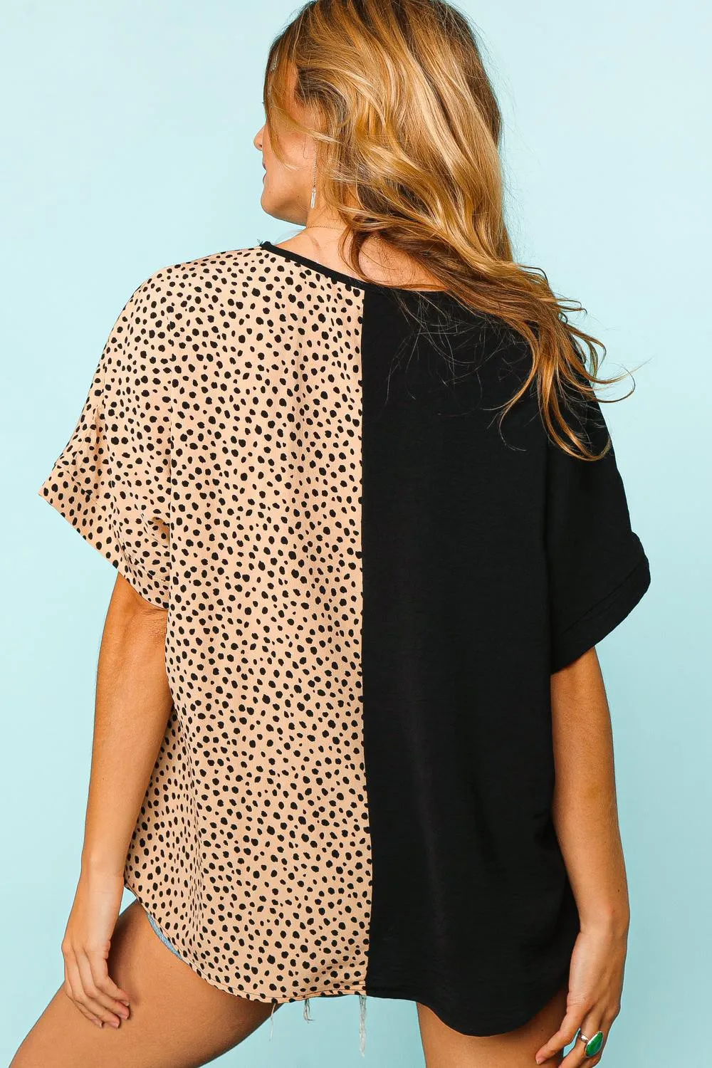 Brenda Leopard Color Block Dolman Top