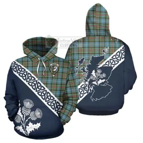 Brisbane Tartan Hoodie Featuring Thistle and Scotland Map