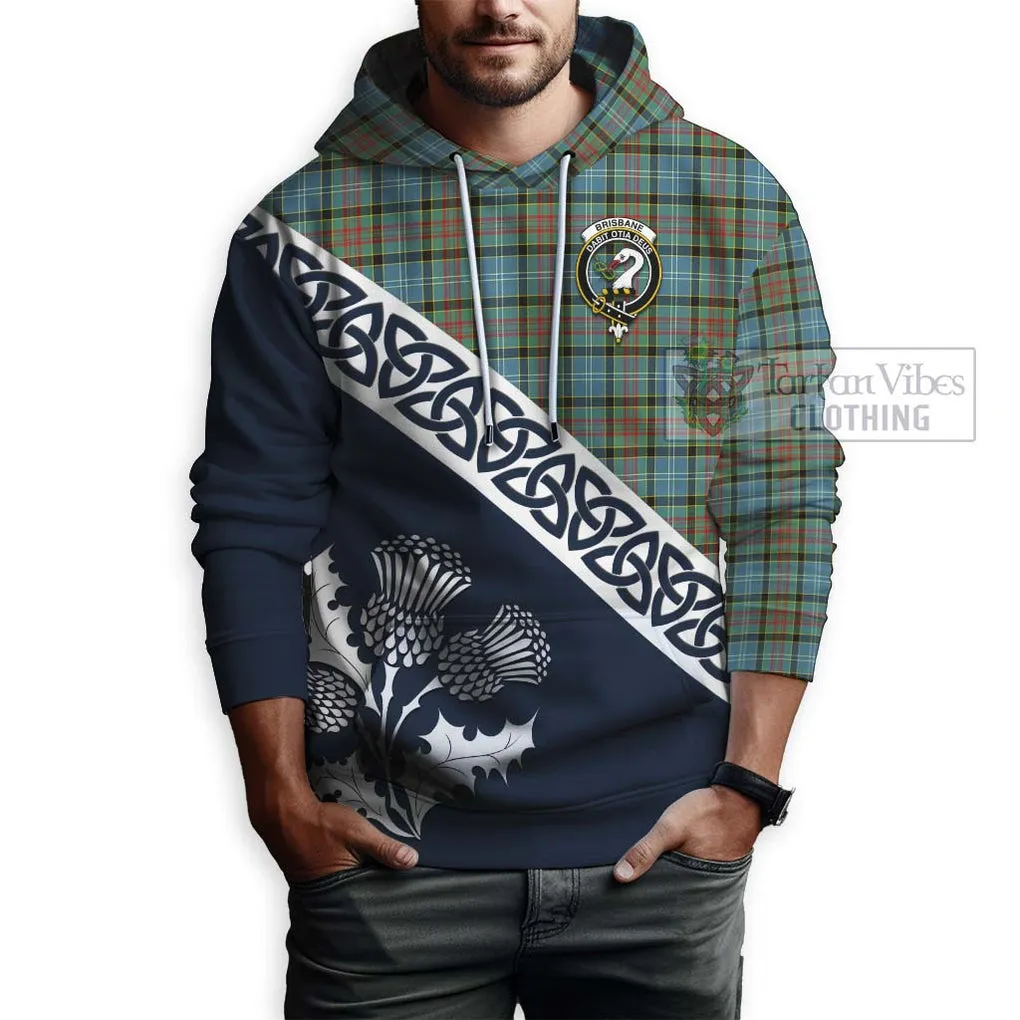 Brisbane Tartan Hoodie Featuring Thistle and Scotland Map