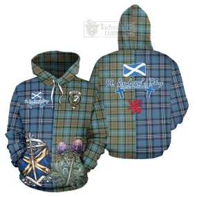 Brisbane Tartan Hoodie Happy St. Andrew's Day Half Tartan Style