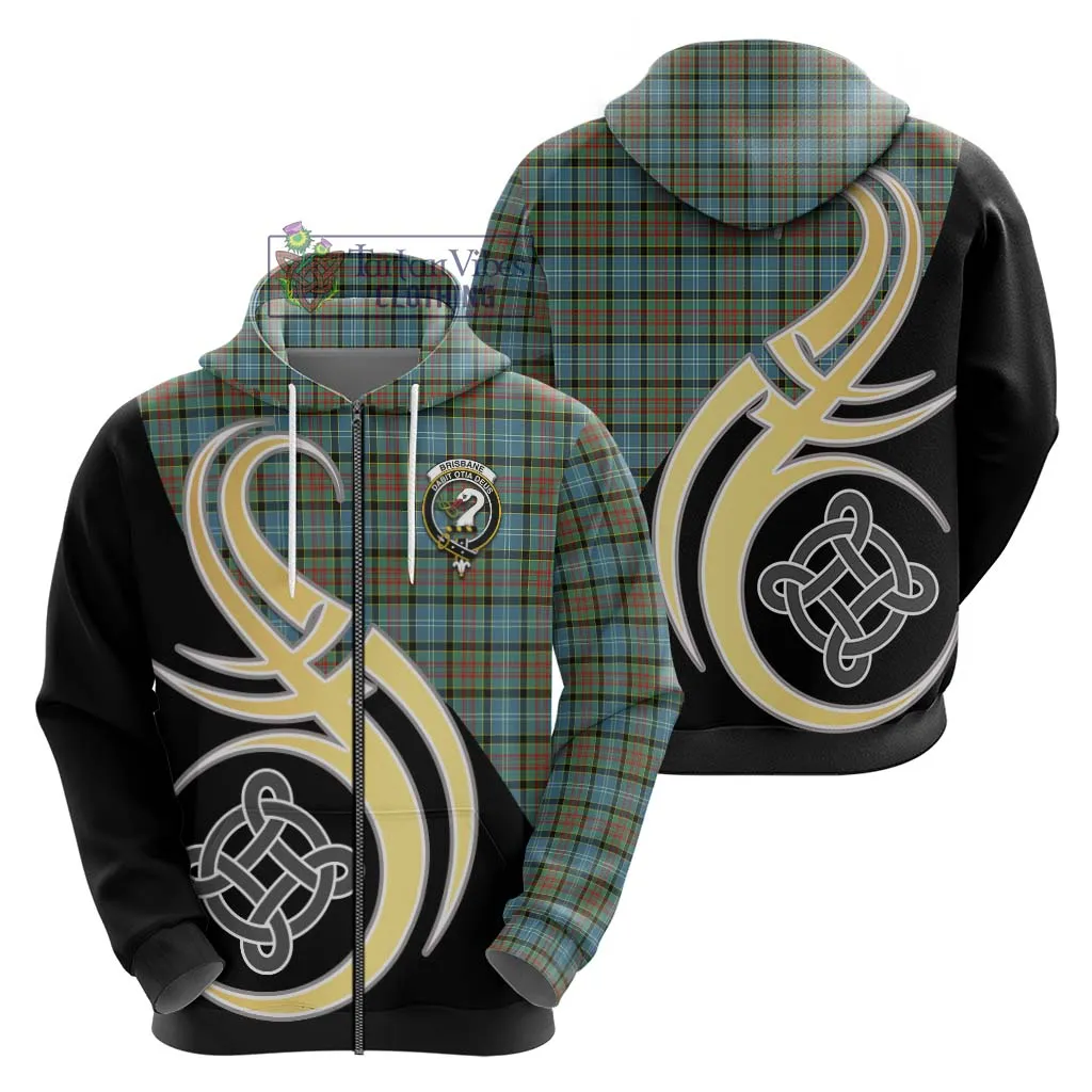 Brisbane Tartan Hoodie with Family Crest and Celtic Symbol Style