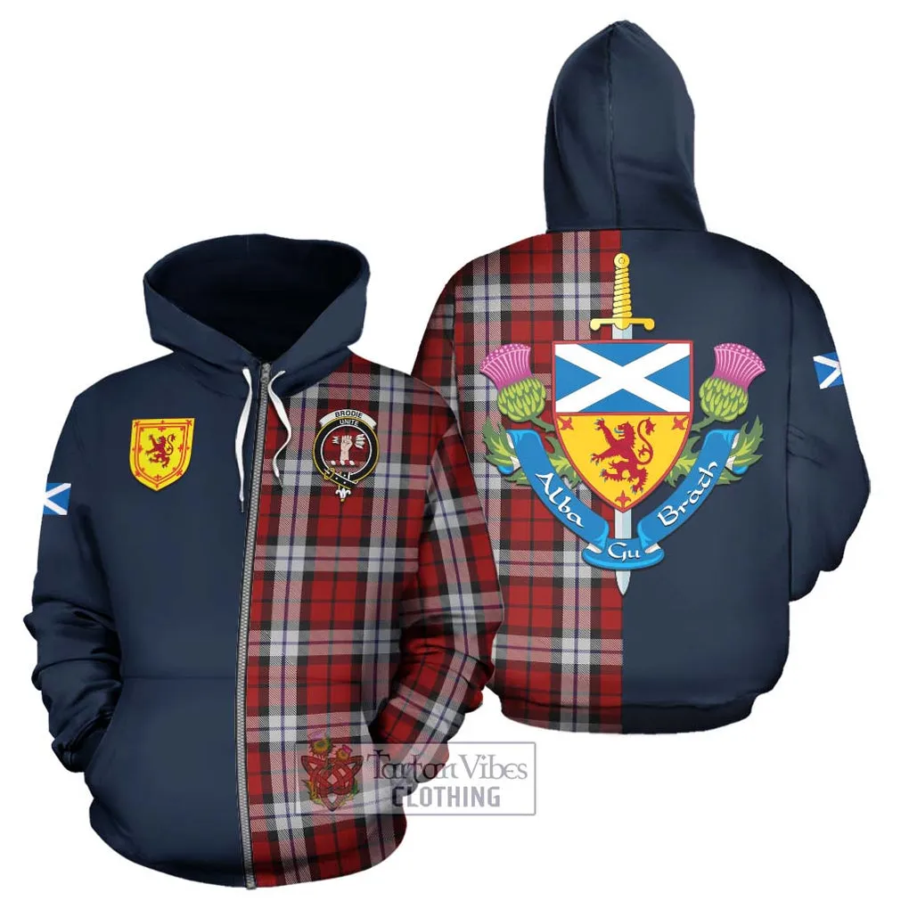 Brodie Dress Tartan Hoodie Alba with Scottish Lion Royal Arm Half Style