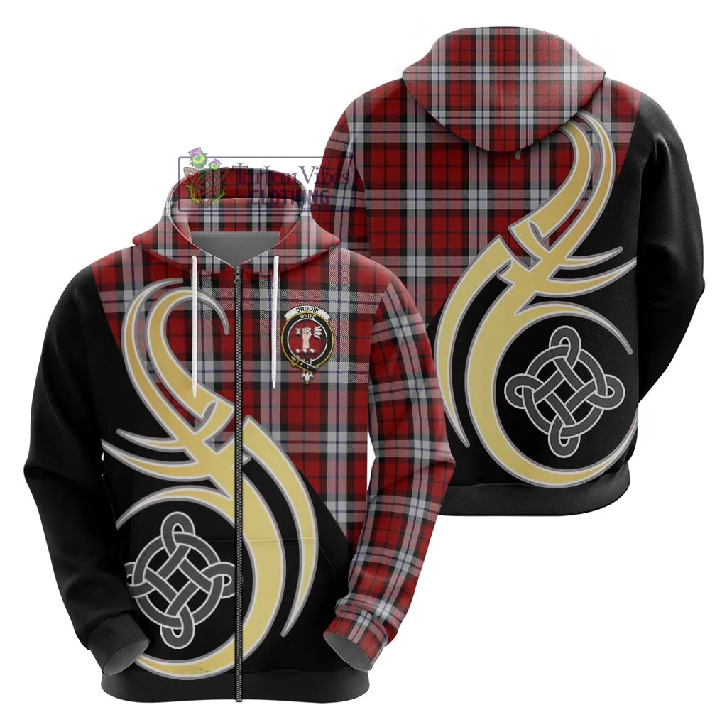 Brodie Dress Tartan Hoodie with Family Crest and Celtic Symbol Style