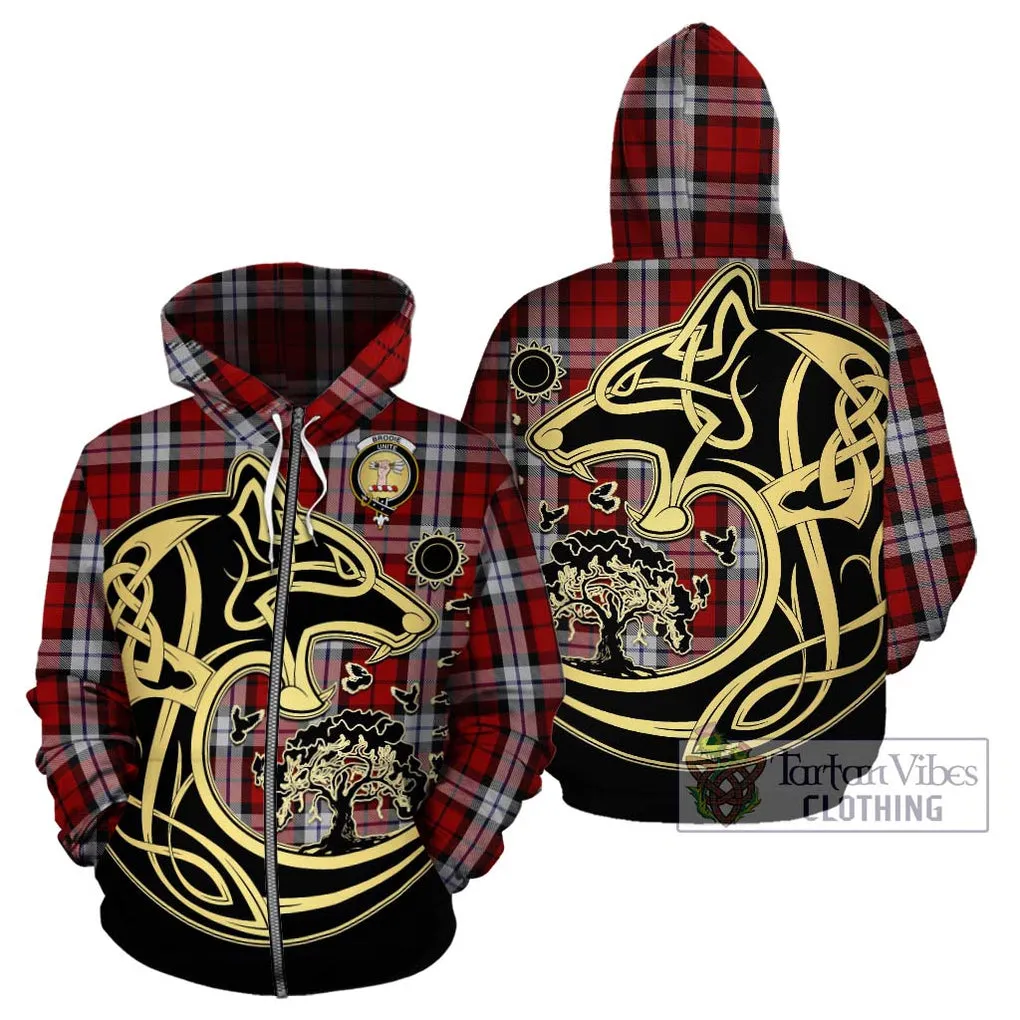 Brodie Dress Tartan Hoodie with Family Crest Celtic Wolf Style