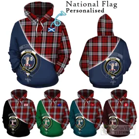 Brodie Dress Tartan Hoodie with Personalised National Flag and Family Crest Half Style