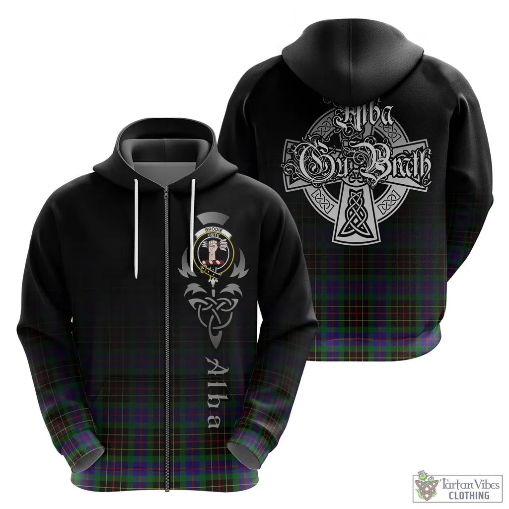 Brodie Hunting Modern Tartan Hoodie Featuring Alba Gu Brath Family Crest Celtic Inspired