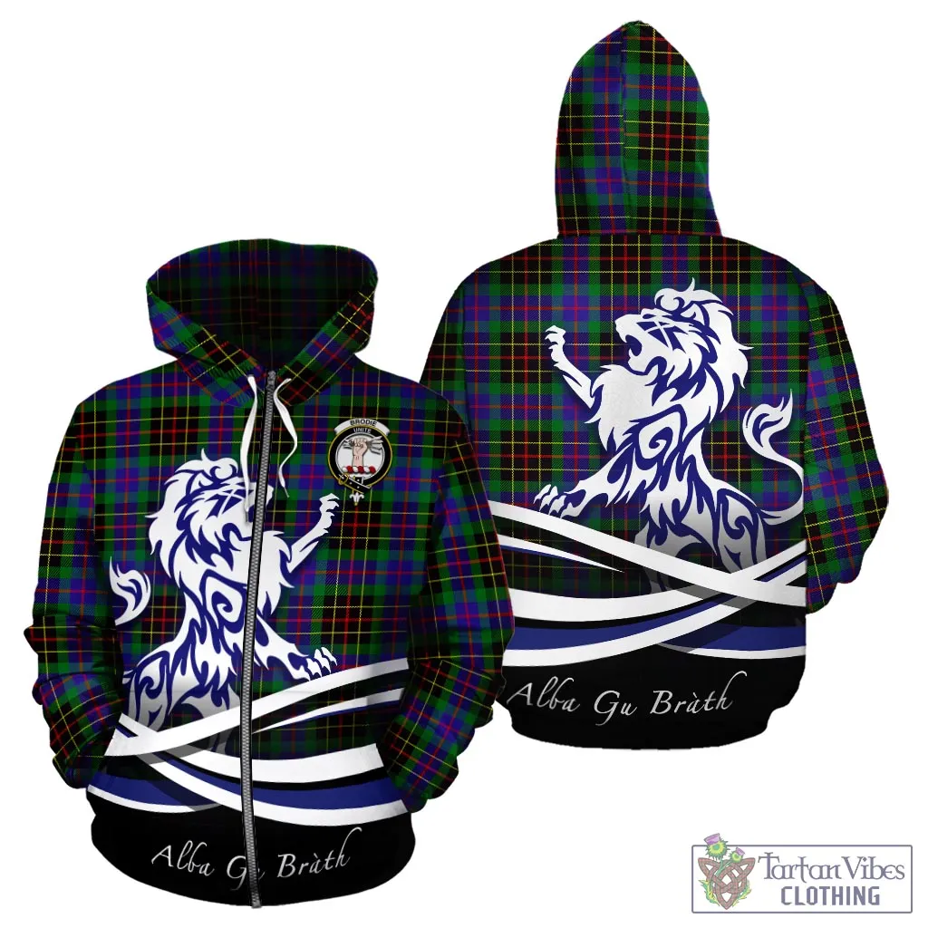 Brodie Hunting Modern Tartan Hoodie with Alba Gu Brath Regal Lion Emblem