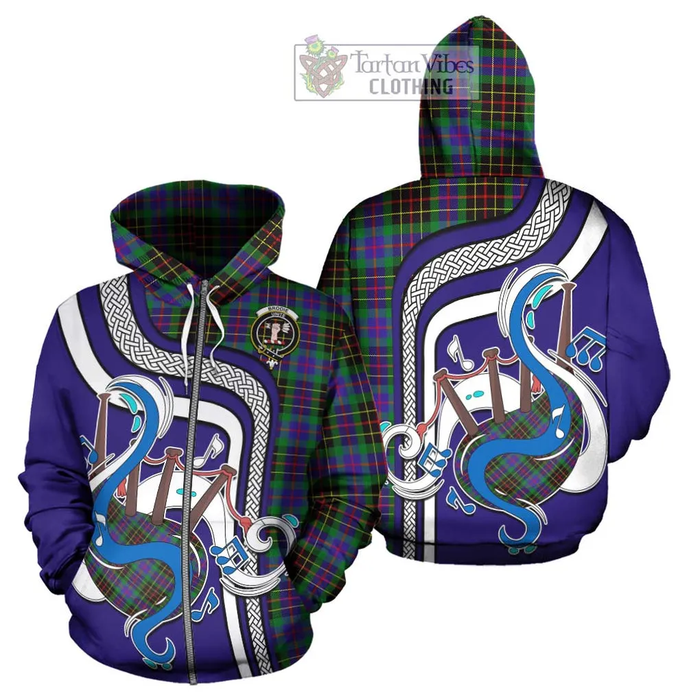 Brodie Hunting Modern Tartan Hoodie with Epic Bagpipe Style