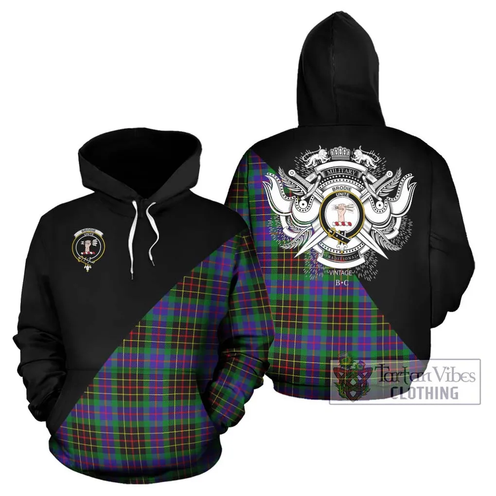 Brodie Hunting Modern Tartan Hoodie with Family Crest and Military Logo Style