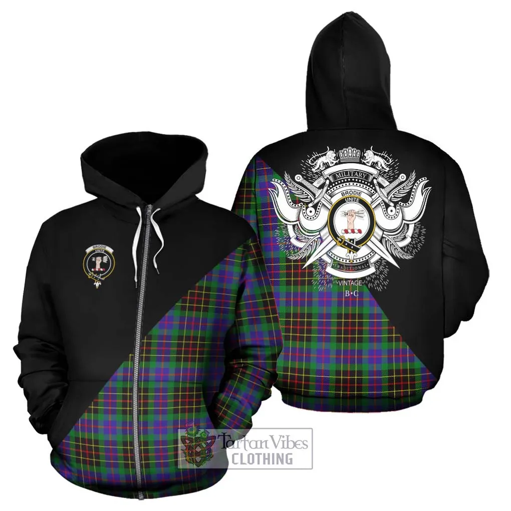 Brodie Hunting Modern Tartan Hoodie with Family Crest and Military Logo Style