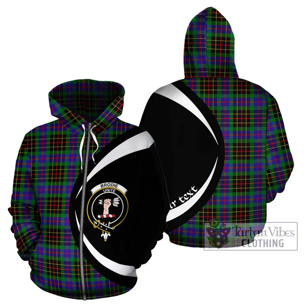 Brodie Hunting Modern Tartan Hoodie with Family Crest Circle Style