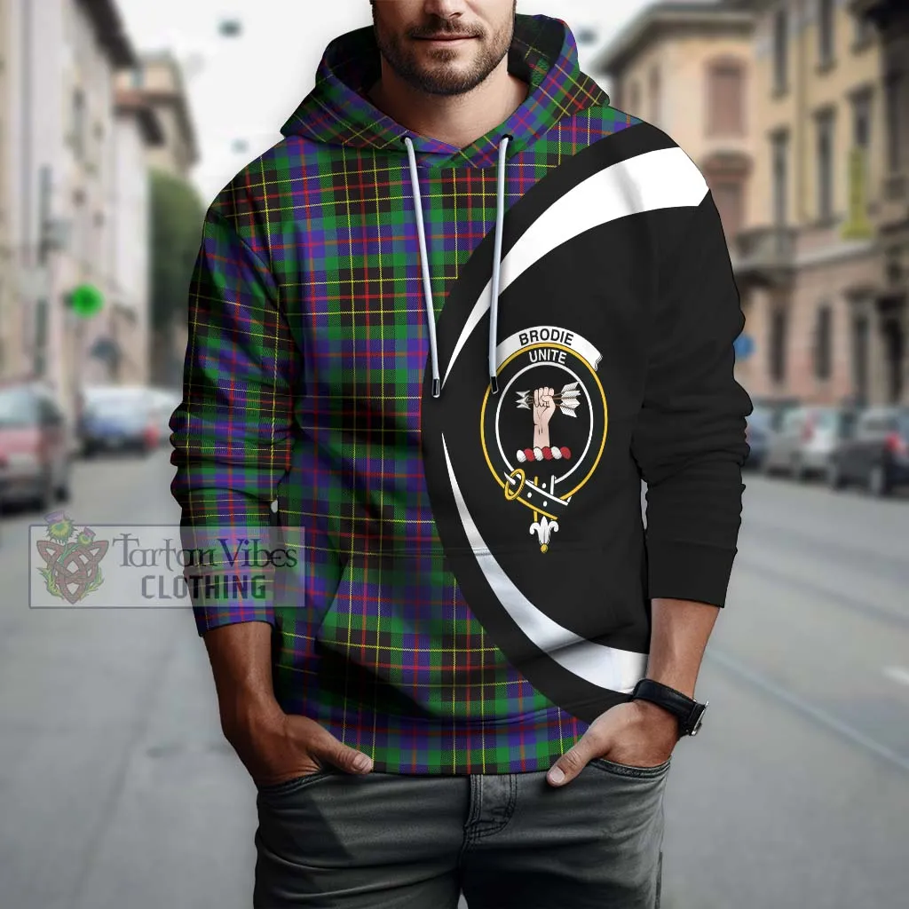 Brodie Hunting Modern Tartan Hoodie with Family Crest Circle Style