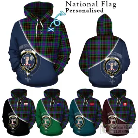 Brodie Hunting Modern Tartan Hoodie with Personalised National Flag and Family Crest Half Style