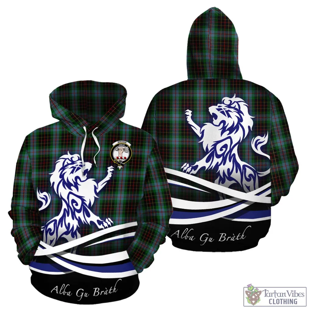 Brodie Hunting Tartan Hoodie with Alba Gu Brath Regal Lion Emblem