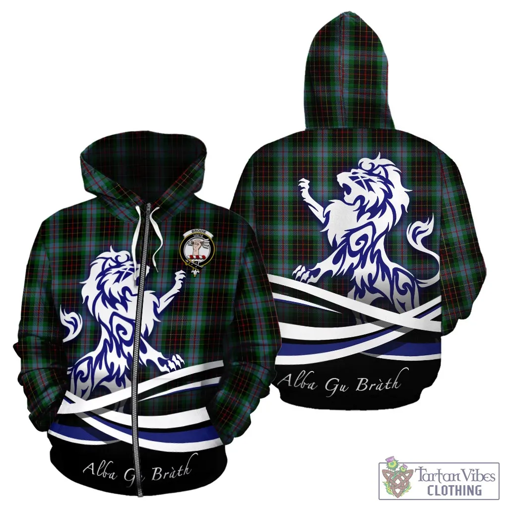 Brodie Hunting Tartan Hoodie with Alba Gu Brath Regal Lion Emblem