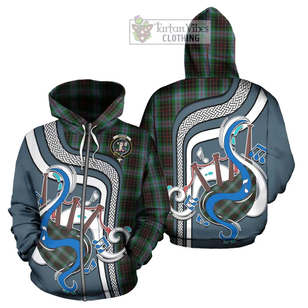 Brodie Hunting Tartan Hoodie with Epic Bagpipe Style