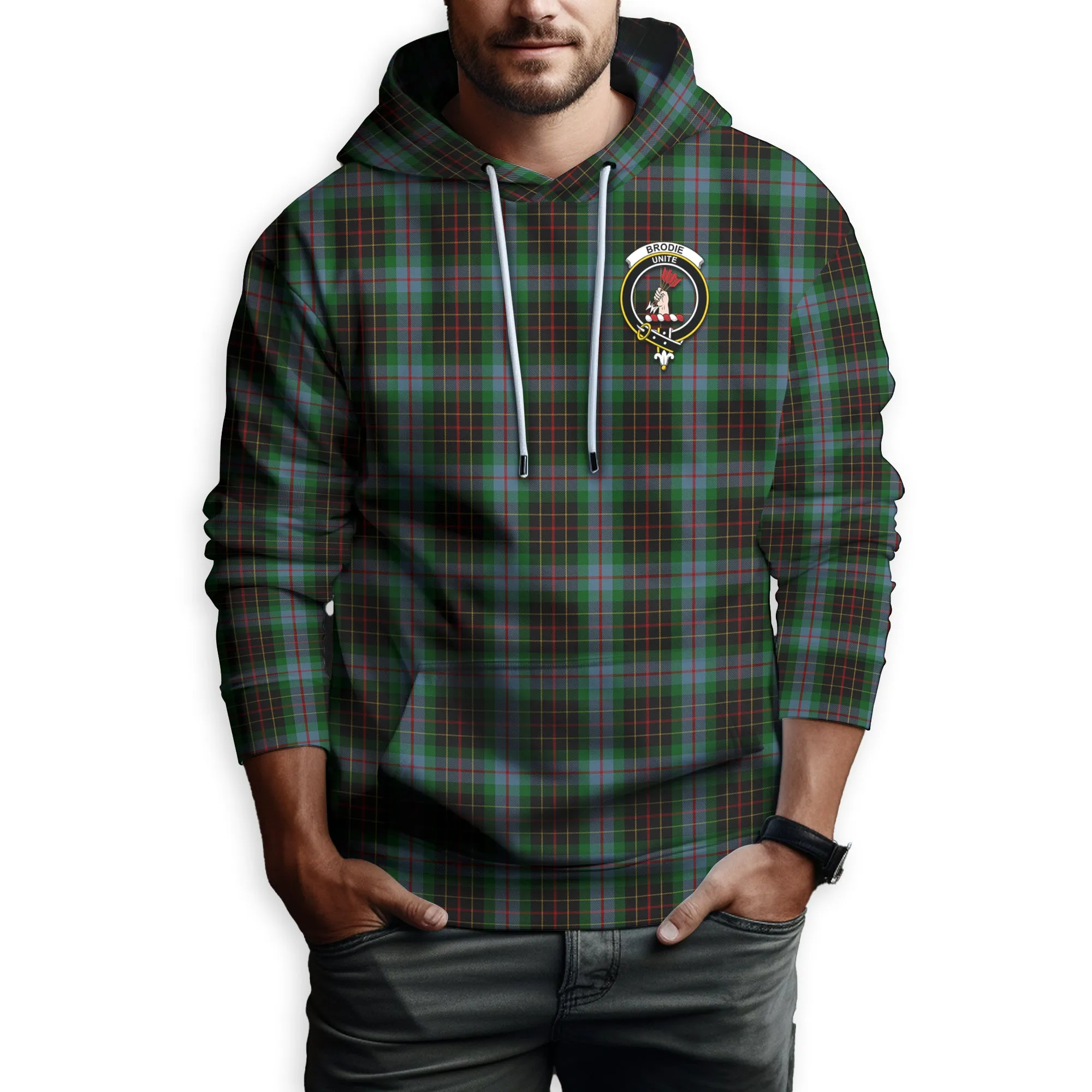 Brodie Hunting Tartan Hoodie with Family Crest