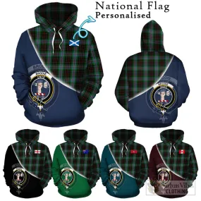 Brodie Hunting Tartan Hoodie with Personalised National Flag and Family Crest Half Style