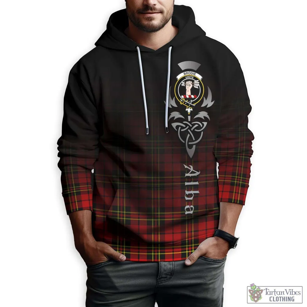 Brodie Modern Tartan Hoodie Featuring Alba Gu Brath Family Crest Celtic Inspired