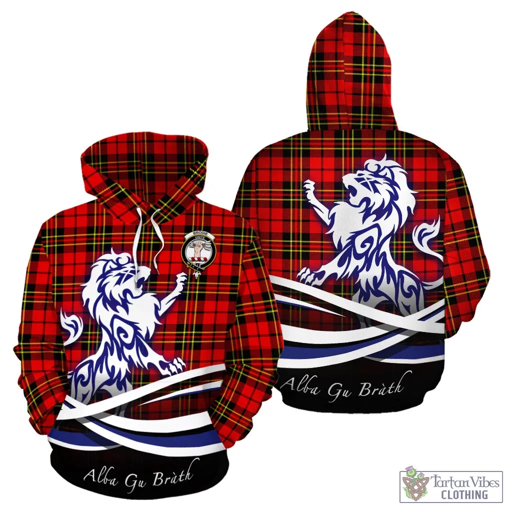 Brodie Modern Tartan Hoodie with Alba Gu Brath Regal Lion Emblem