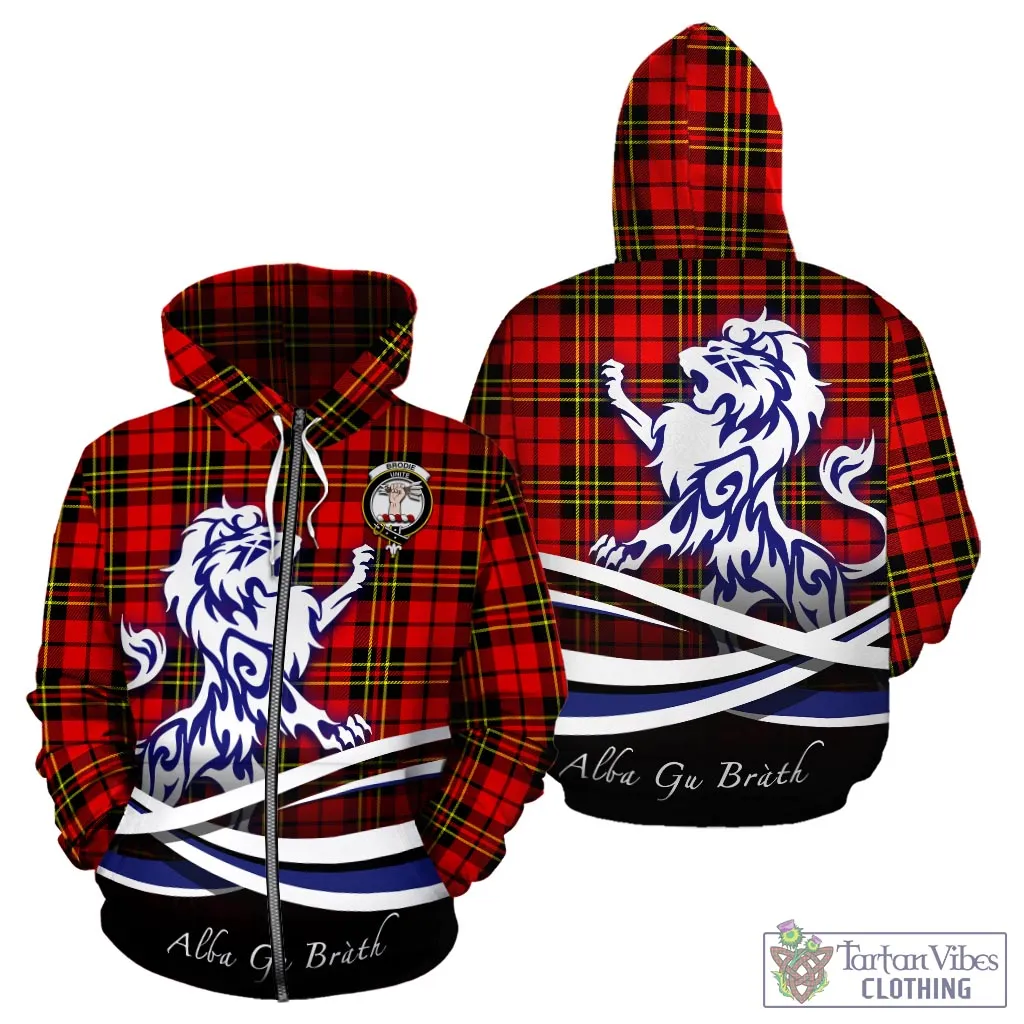 Brodie Modern Tartan Hoodie with Alba Gu Brath Regal Lion Emblem