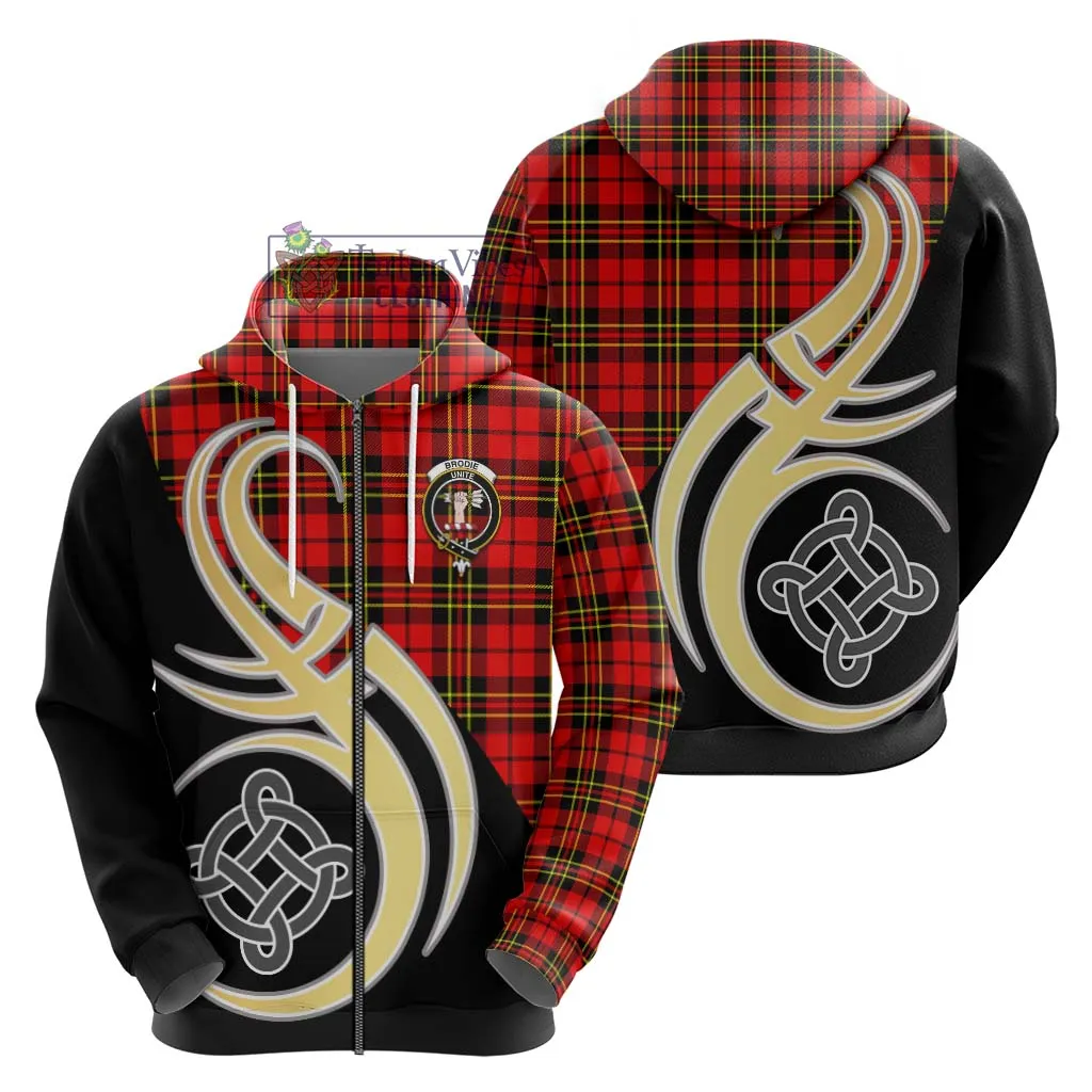 Brodie Modern Tartan Hoodie with Family Crest and Celtic Symbol Style