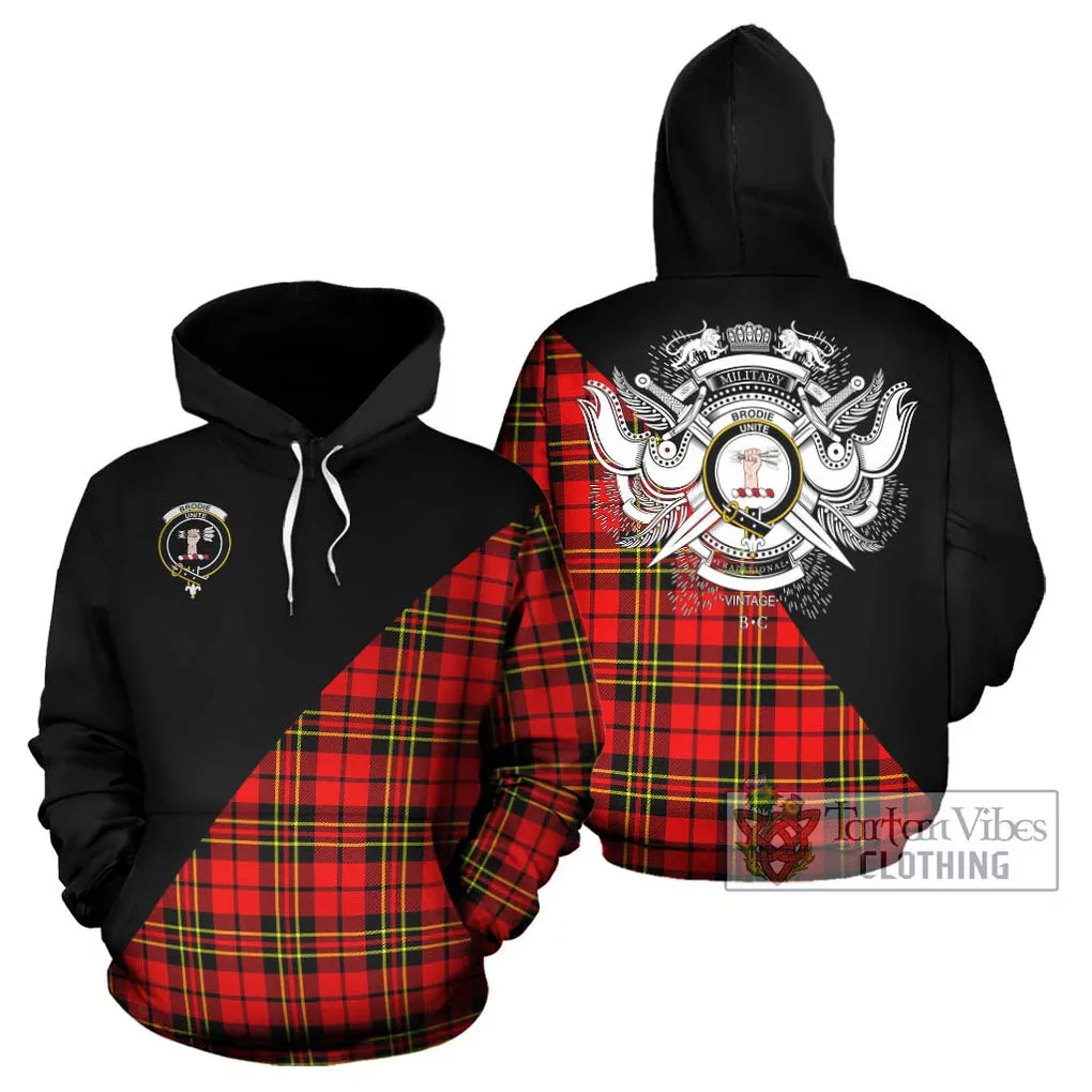 Brodie Modern Tartan Hoodie with Family Crest and Military Logo Style