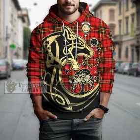 Brodie Modern Tartan Hoodie with Family Crest Celtic Wolf Style