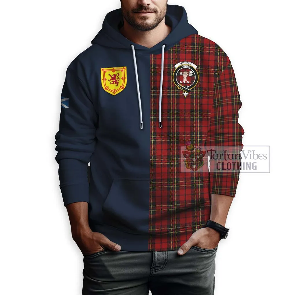 Brodie Tartan Hoodie Alba with Scottish Lion Royal Arm Half Style