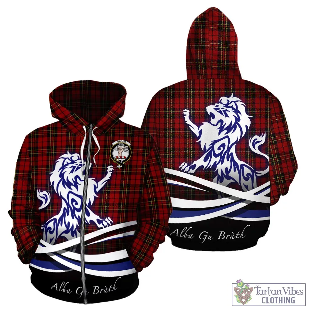 Brodie Tartan Hoodie with Alba Gu Brath Regal Lion Emblem