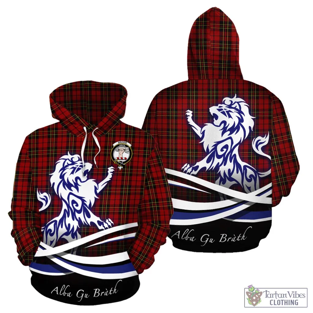 Brodie Tartan Hoodie with Alba Gu Brath Regal Lion Emblem