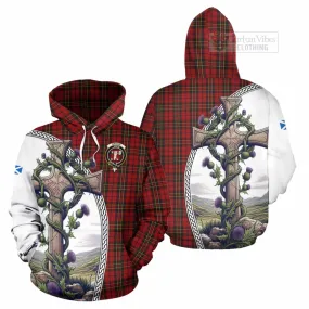 Brodie Tartan Hoodie with Family Crest and St. Andrew's Cross Accented by Thistle Vines